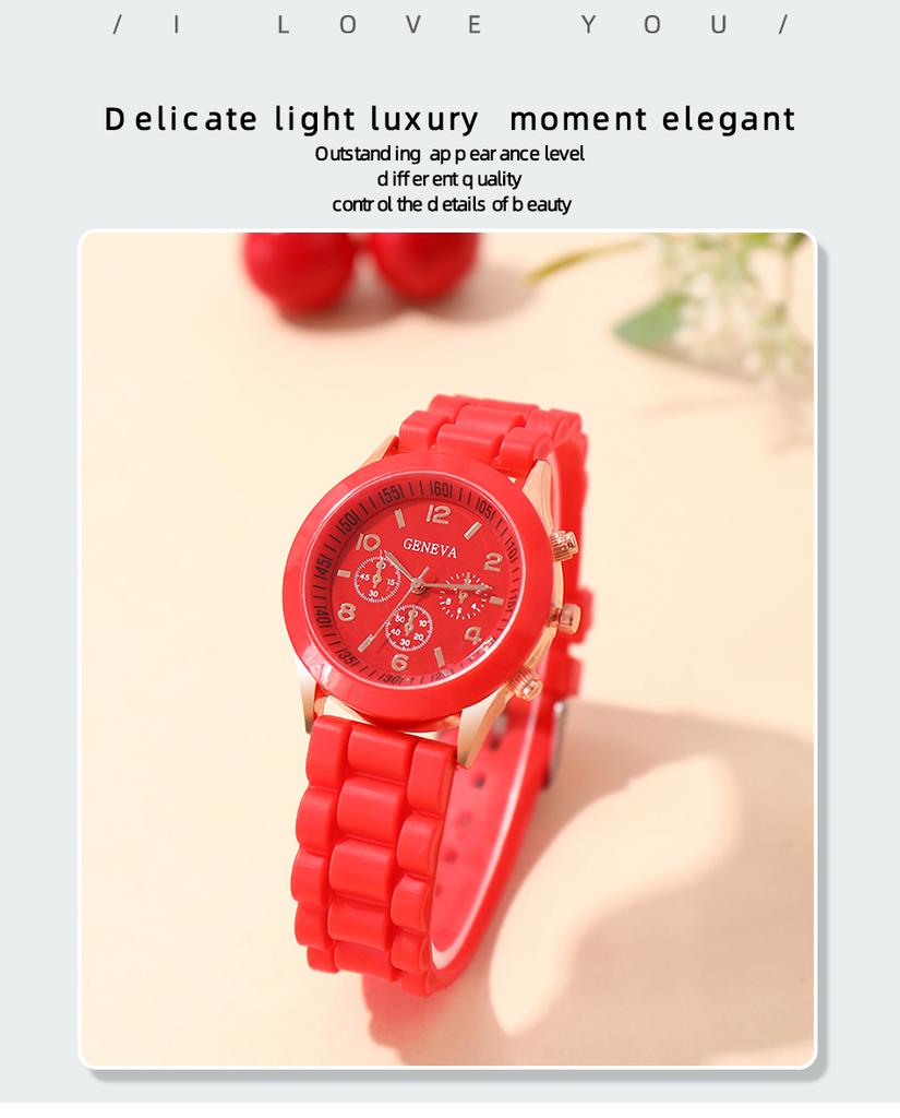 Reloj Mujer  Fashion Women Watches Elegant Red Silicone Quartz Watch Luxury Ladies Clock Gift for Girls Relogio Feminino