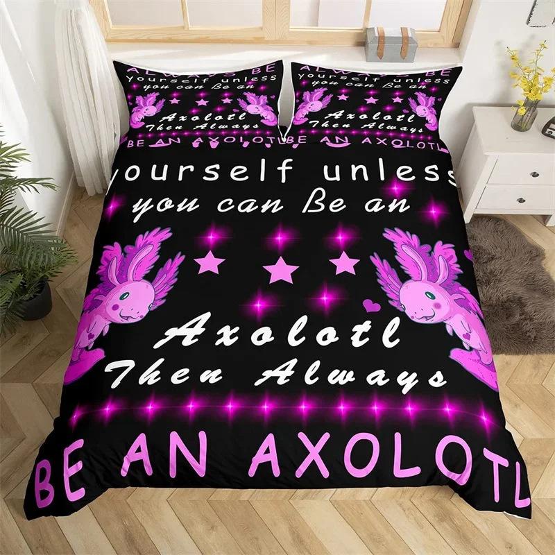 Cartoon Salamander Bedding Set, Maple Leaf Duvet Set, Microfiber Marine Life Three-piece Set.