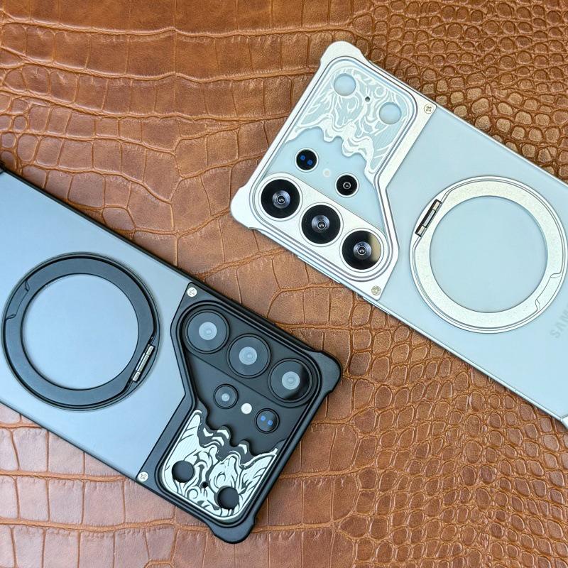 Samsung S26 Ultra Skin-Feel Case with Magnetic Rotating Metal Bracket