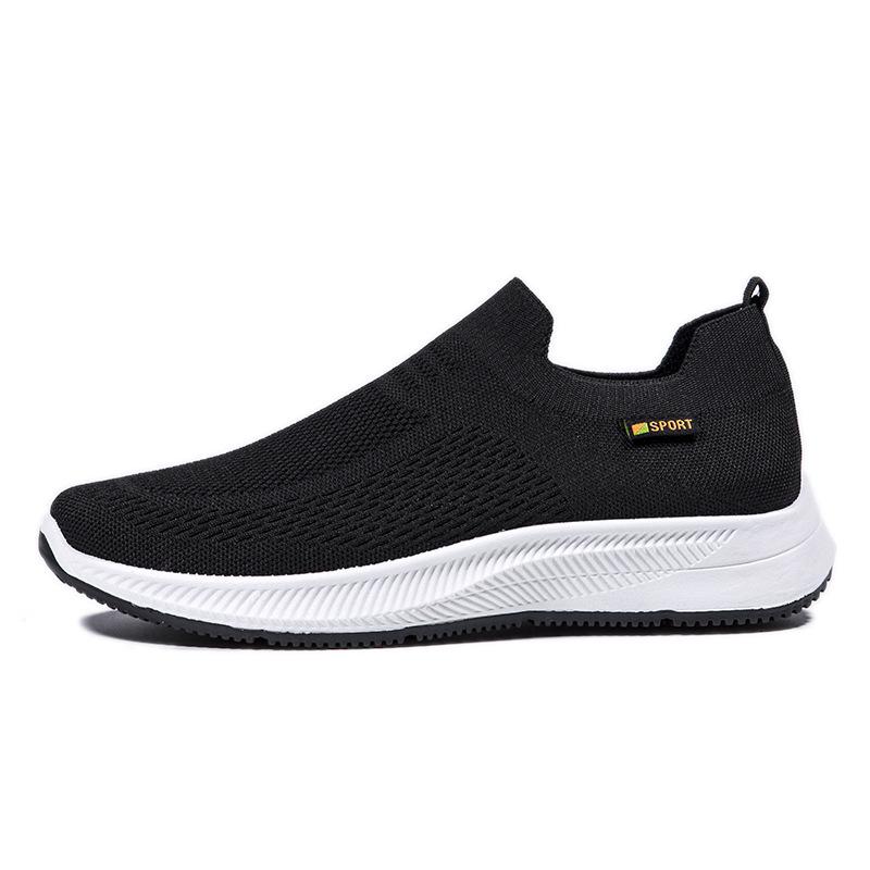 Spring New Sports and Leisure Cloth Shoes Fly-woven Large-size Men's Shoes Middle-aged and Elderly One-pedal Breathable Thin Mesh Shoes