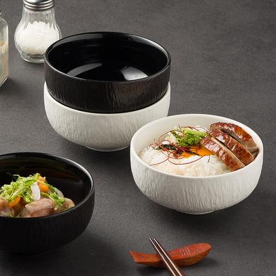 Japanisches Kreatives Kochgeschirr Hotel Kommerziell Reisschüssel Haushalt Keramikschüssel Einzeln Schwarz und Weiß Neu Eine Person Essen