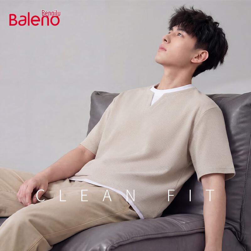 Baleno Men s Waffle Fake Two-Piece Short Sleeve T-Shirt XL