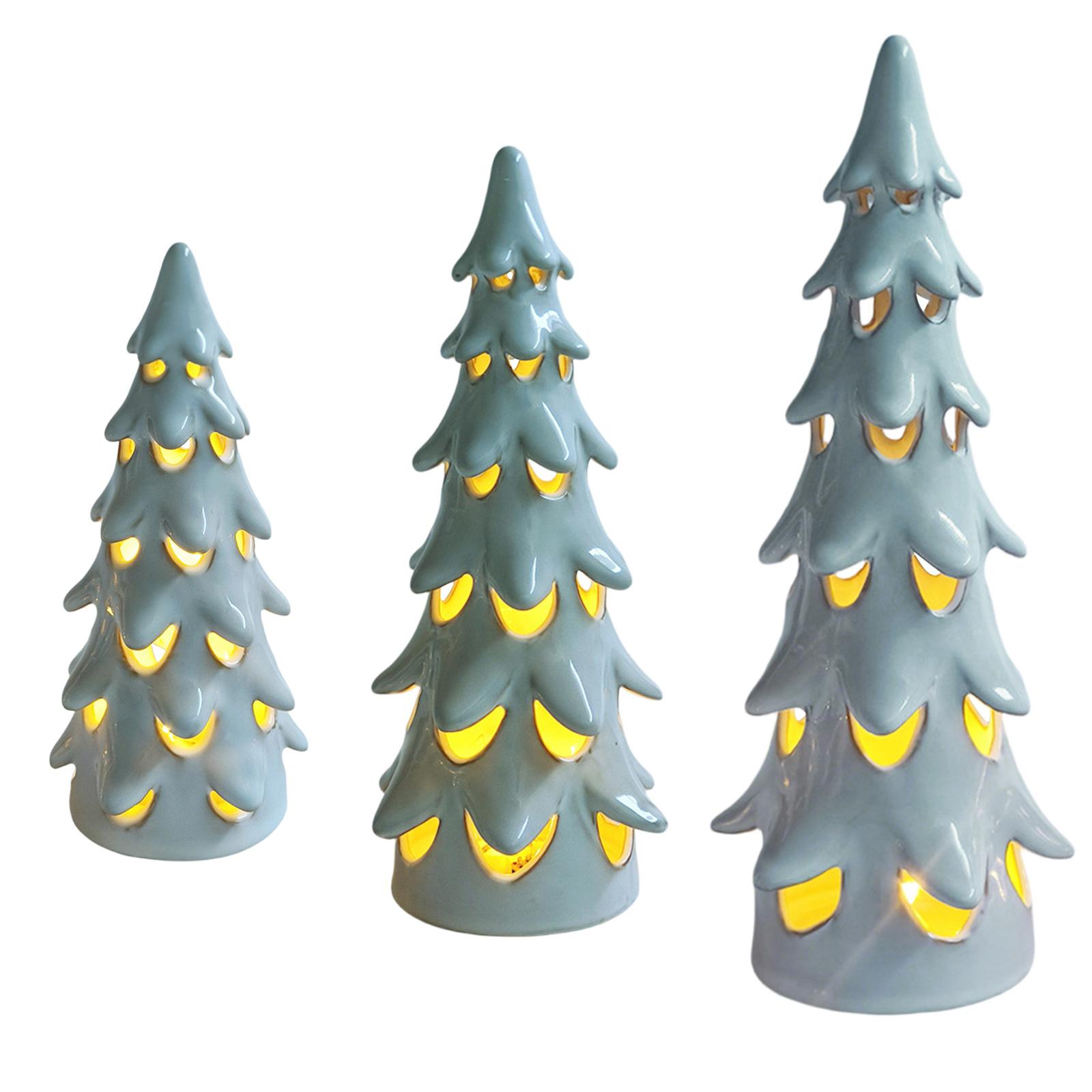 

1 Pack 3pcs Christmas Ceramic Tree Luminous Decorations Scene Layout Hollow Ornaments One Size белый