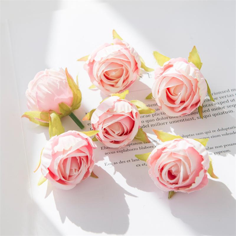 Symulacja Vintage Przypalone Krawędzie Główka Róży Jedwabne Kwiaty Sztuczne Kwiaty Materiały DIY Ręcznie Robione Dekoracja Pudełka na Prezent Dekoracja Ślubna Elegancja Sztuczne Kwiaty