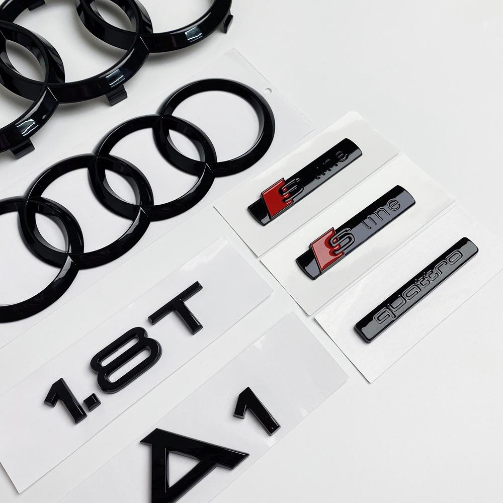 Audi A1 New And Old Models 4Ring Logo ABS Black Car Hood Front Grill Rear Trunk Emblem Sticker A1 Mark Quarrto 1.8T Sline Emblem