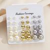 IF ME 15pairs/set   Circular Stud Earrings Set for Woman Hypoallergenic  Silver Earring Accessories Jewelry