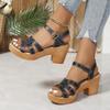 Fashion White Chunky Heeled Sandals Women Summer 2025 Braid Cross Band Gladiator Sandals Woman Ankle Strap Casual Platform Sandles Mujer