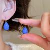 New Blue Oil Drop Ear Hook Retro Niche Design Earrings Light Luxury High-end Commuter Earrings Wholesale