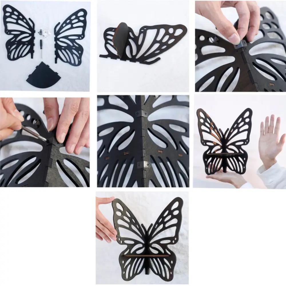 Hölzernes Schmetterling Kristall Aufbewahrungsregal - Einfache Wandornament Dekoration