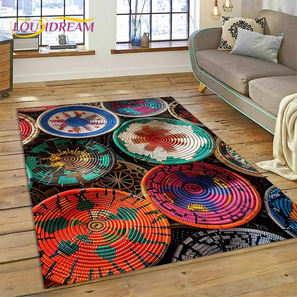 Tappeto Mandala Trama Floreale Colorata VIKAMA, Tappeto Antiscivolo per Soggiorno, Camera da Letto, Divano, Decorazione Casa, Zerbino