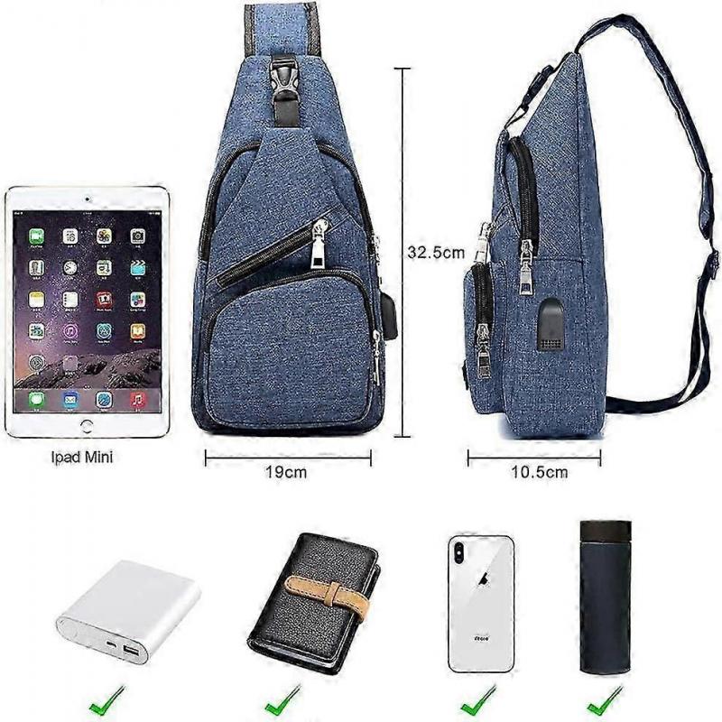 Sling Bag Chest Bag with USB Charging Port Men Women Lightweight Crossbody For Hiking,Cycling Traveling