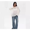 2025 Spring Summer Hollow Knit Sweater For Women Soft Loose Knit Long Sleeve Top European American Style Knitted Sweater Women's Fashion Casual Wear