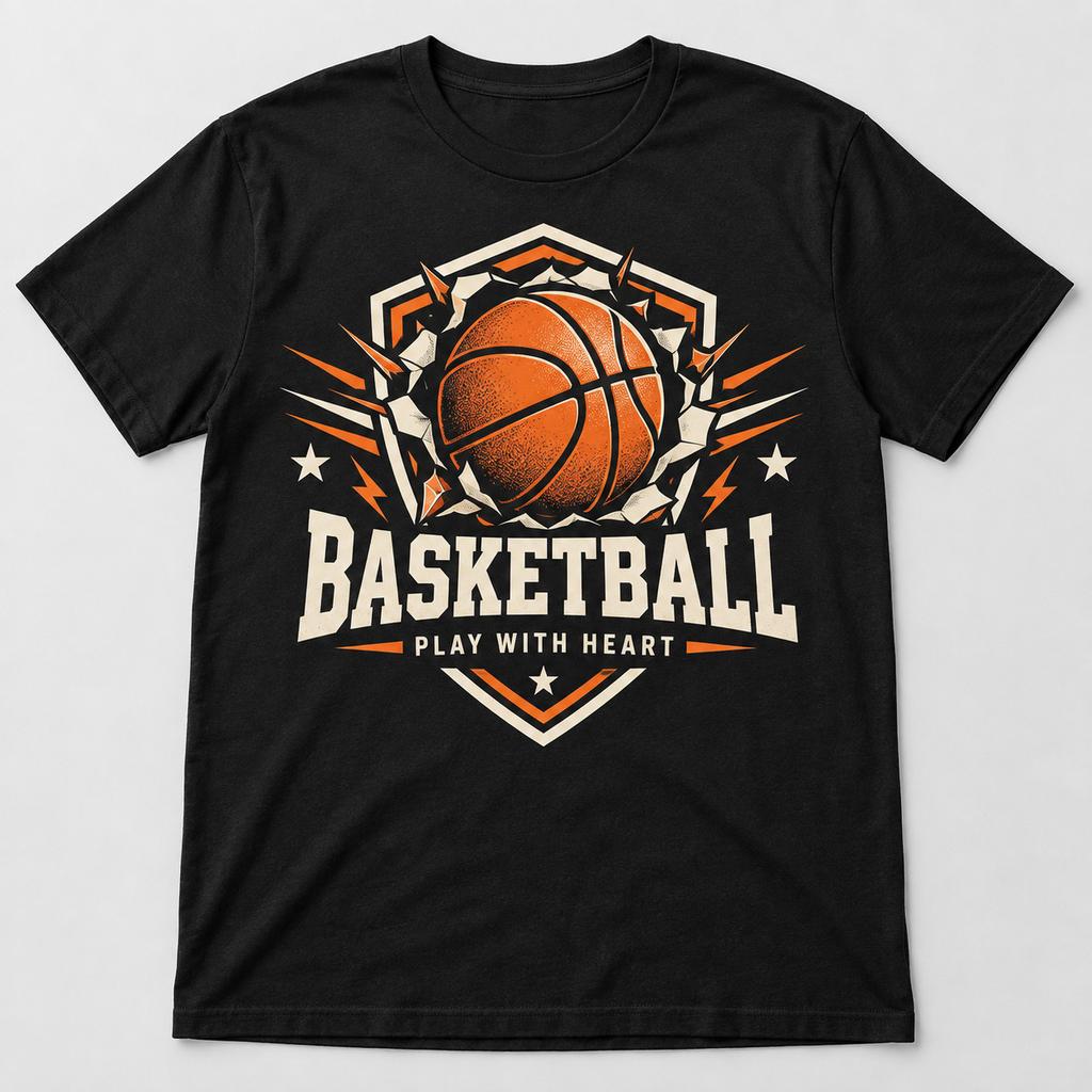 Basketball Graphic T-Shirt Sports Fan Unisex Black Tee Gift