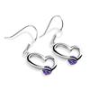 Silver Heart-Shaped Purple Crystal Zircon Earrings Women'S Minimalist Geometric Earrings Platinum-Plated Ear Hook Jewelry
