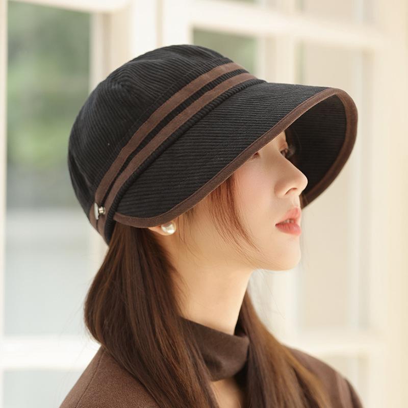 Autumn and Winter New Hemming Wide Brim Bucket Hat Outdoor Warm Windproof Sun Hat Adult Women Windproof Sun Protection Basin Hat