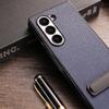 For Samsung Galaxy Z Fold 6 Case Luxury Lichee Pattern PU Leather Metal Back Kickstand Protective Folding Cover for Z Fold 6