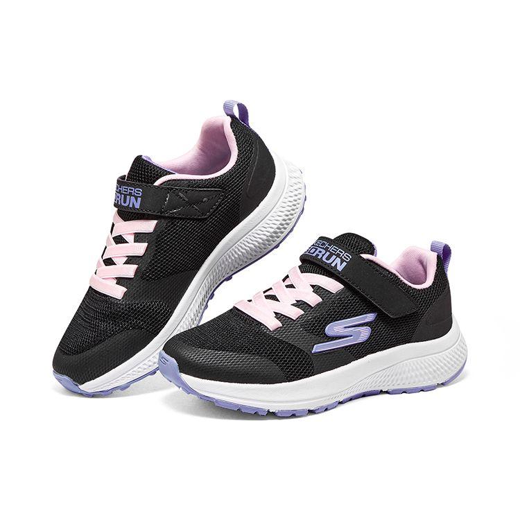 Skechers Girls Lace-Up Comfortable Simple Shock Absorbing Durable Low-Top Running Shoes Kids sneakers Black Purple 302409L-BKMT