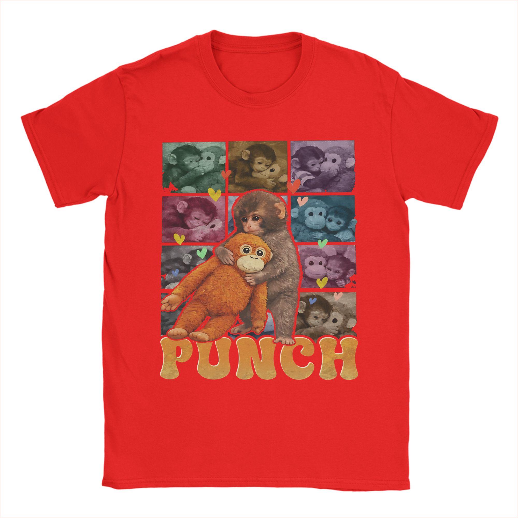 Men Punch Monkey Funny Animal T Shirts  Cotton Tops Funny Short Sleeve Round Collar Tee Shirt Graphic Printed TShirts S
