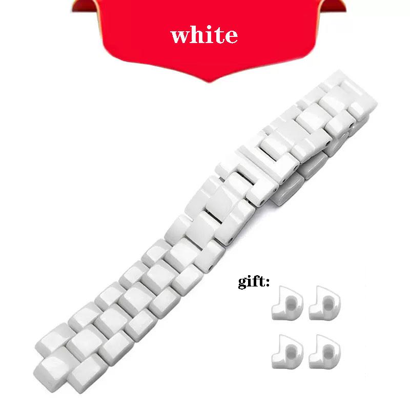 High-end Ceramic Watchbands Black White For J12 Bracelet 16mm 19mm Strap Stainless Steel Folding Buckle Watch Chain
