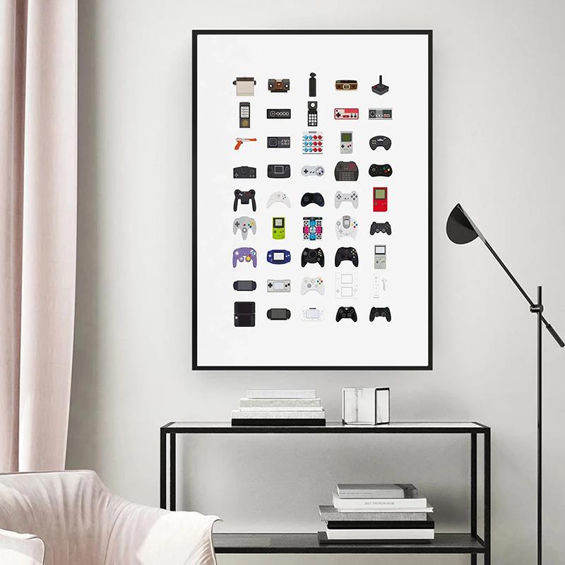 Video Game Controllers Canvas Painting Handheld Game Console Posters Prints Wall Art Pictures for Living Room Wall Decor Cuadros