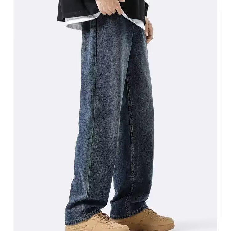 American Retro Old Washing Straight Jeans Men's Spring and Autumn New Loose Wide-leg Casual Trousers