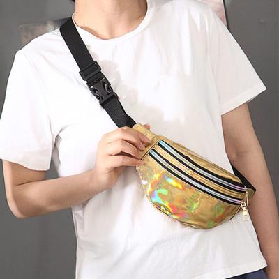Iridescent Waist Bag Glitter Belt Bag Waterproof Fanny Pack Artificial Leather