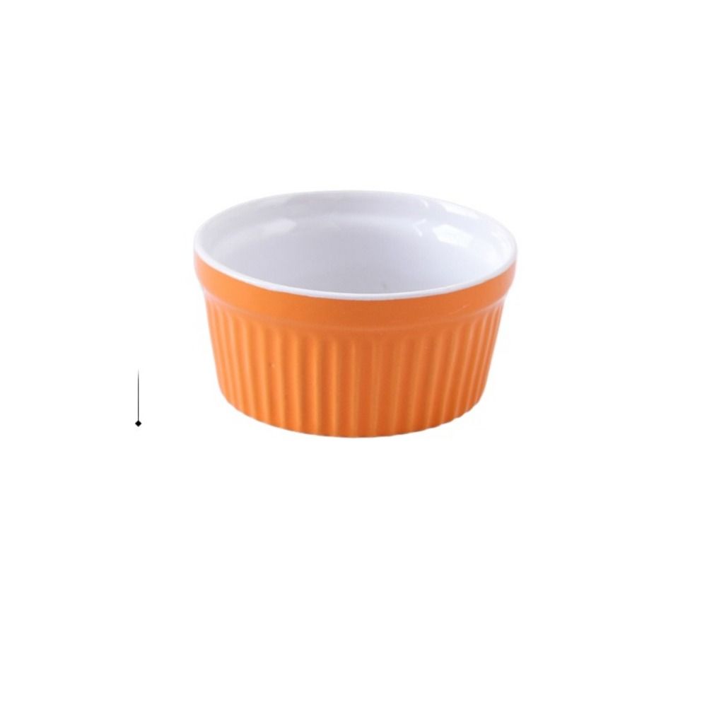 4Pcs Colorful Souffle Cups Oven Safe Fluted Porcelain Bowls Creme Brulee Dishes  Desserts