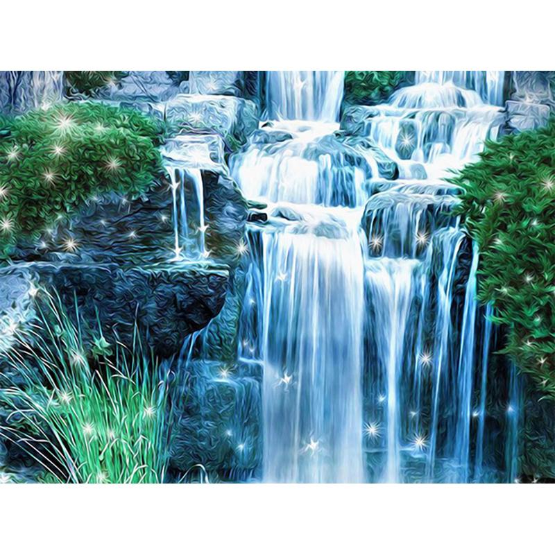 DIY 5D Diamond Painting Waterfall Landscape Handicraft Full Round Resin Diamond Embroidery Cross Stitch Mountain Wall Art