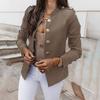 Fashion Single Breasted Jacket Solid Slim Female Bottons Sleeve Outerwear Office Women Long Coat Overall