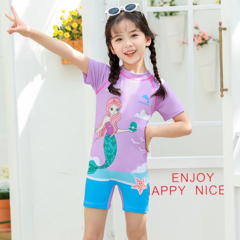 Cartoon Quick-Drying One-Piece Swimsuit for Toddlers and Girls, Korean Style Hot Spring Swimwear