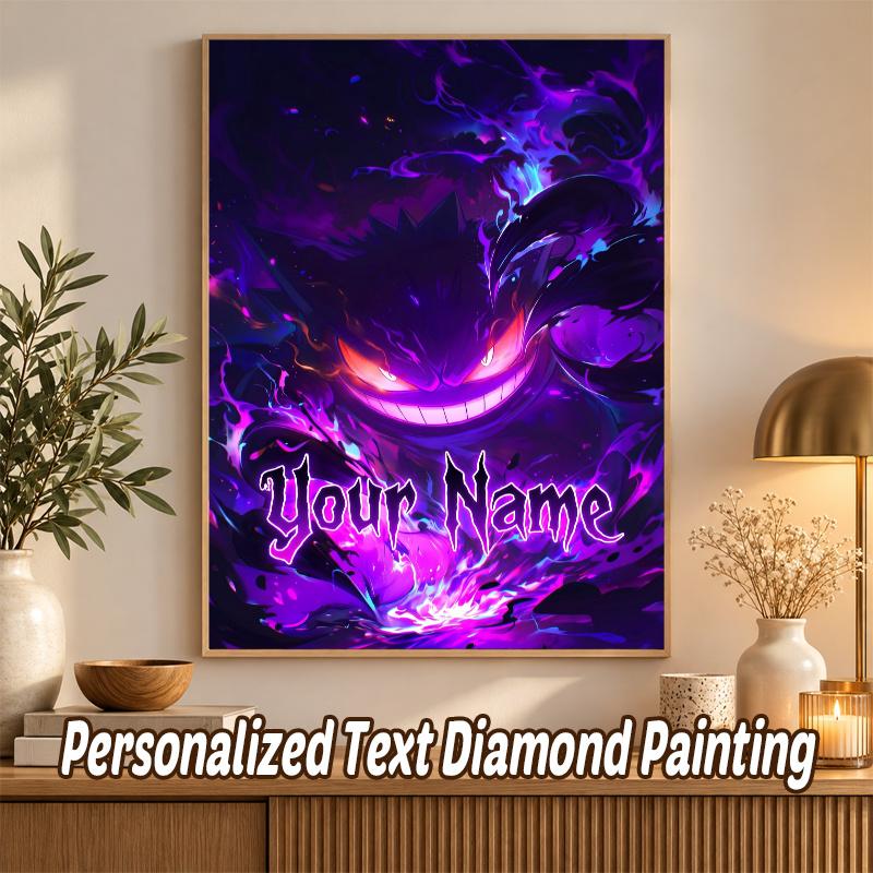 Gengar Custom Name Diamond Painting Personalized 5D Full Drill DIY Diamond Art Home Decor