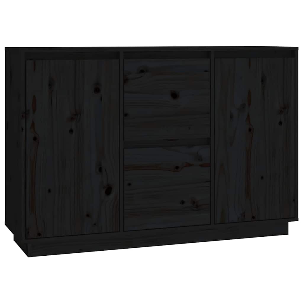 Sideboard Black 111 x 34 x 75 cm Solid Pine Wood