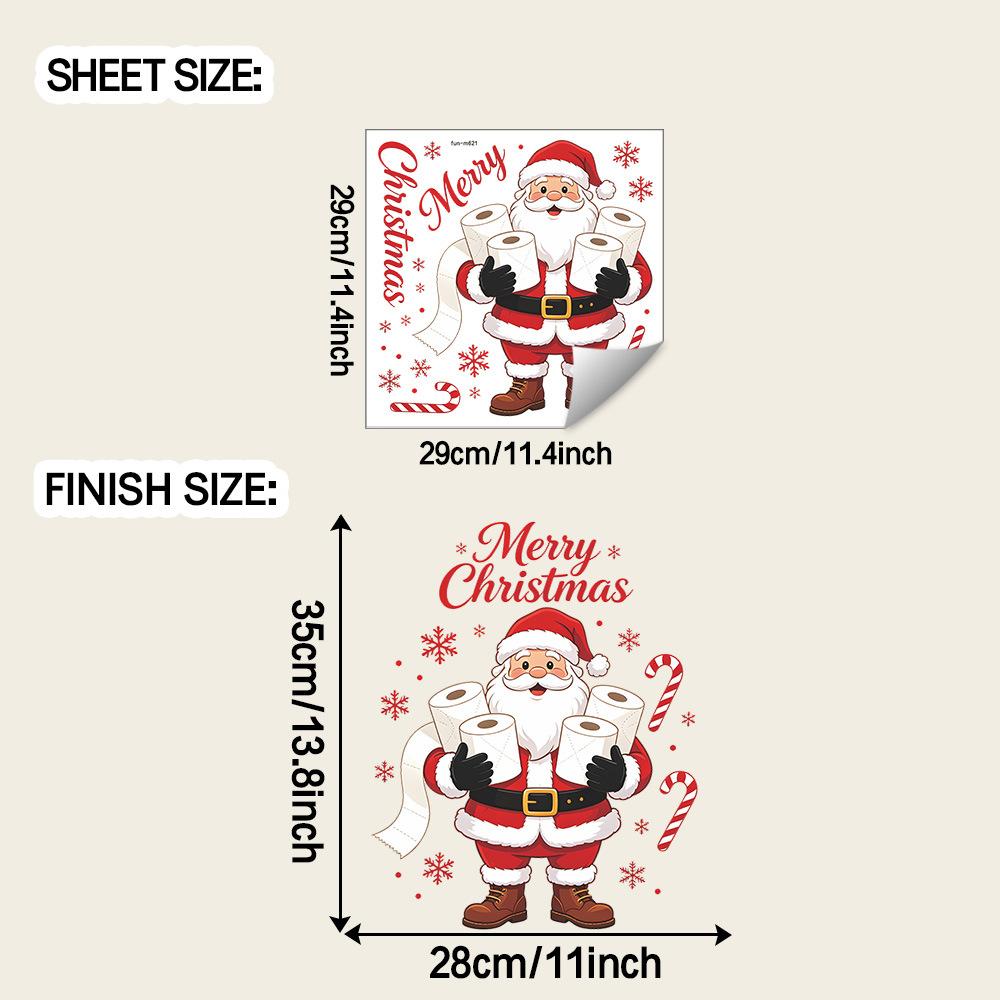 Merry Christmas - Fun Stickers - Santa Claus - Bathroom - Toilet Decoration - Wall Decor