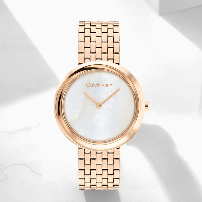 CALVIN KLEIN / watch quartz movement steel strap white dial women's watch 25200322