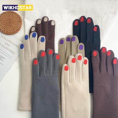 Fashion Nail Polish Gloves Grace Lady Winter Vintage Full Finger Glove Women Thick Driving Touch Screen Warm Mittens Female T124
