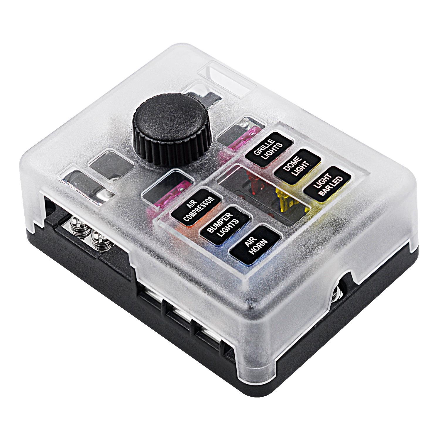 

WUPP CS-3394A1 6 Way Blade Fuse Block with Negative Bus LED Indicator for Car Boat Van SUV Type A