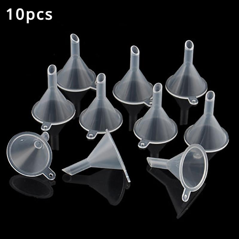 

10 шт. Маленькие воронки Мини-воронки Прозрачные пластиковые воронки для лабораторных бутылок, эфирных масел, духов, ароматизаторов, песочных картин, порошков 10pcs прозрачный