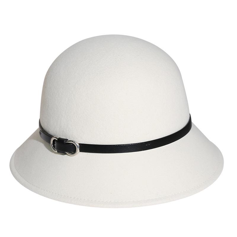 2025 Women's British Retro Wool Felt Hat: Autumn/Winter Fashion Belted Bucket Hat