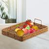 Farmhouse Hand Woven Serving Tray Entryway Keys Storage Trays Decorative Rustic Fruit Bowl Holder