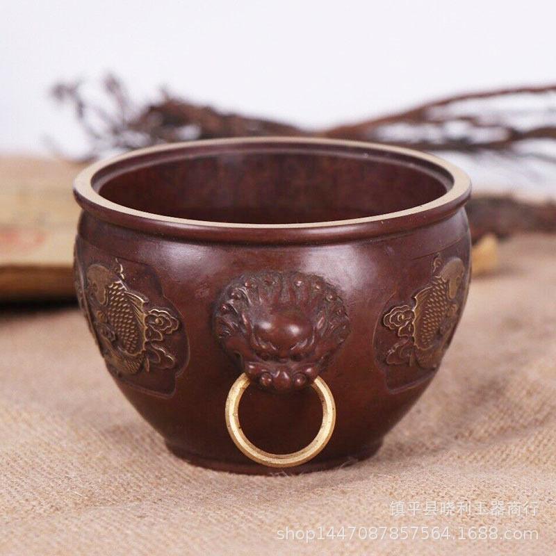 Copper Cylinder for Home Indoor Buddha Worship Bamboo Holder Offering Stick Incense Burner Ornament