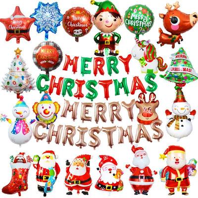 Merry Christmas Cartoon Aluminum Foil Balloon - Party & Background Decoration