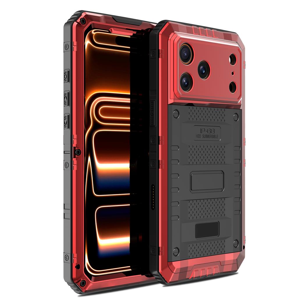 Coque de téléphone étanche IP68 pour iPhone 17 Pro Max Métal + Couvercle en Silicone avec Protection d'Écran