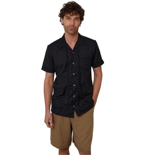 Threadbare Mens Crochet Trim Short-Sleeved Shirt