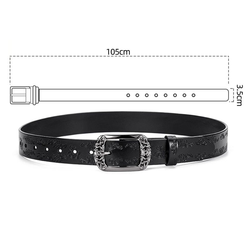 Alloy Pin Buckle Carved Waist Belt Harajuku Punk Waistband Fashion PU Leather Belt  For Women