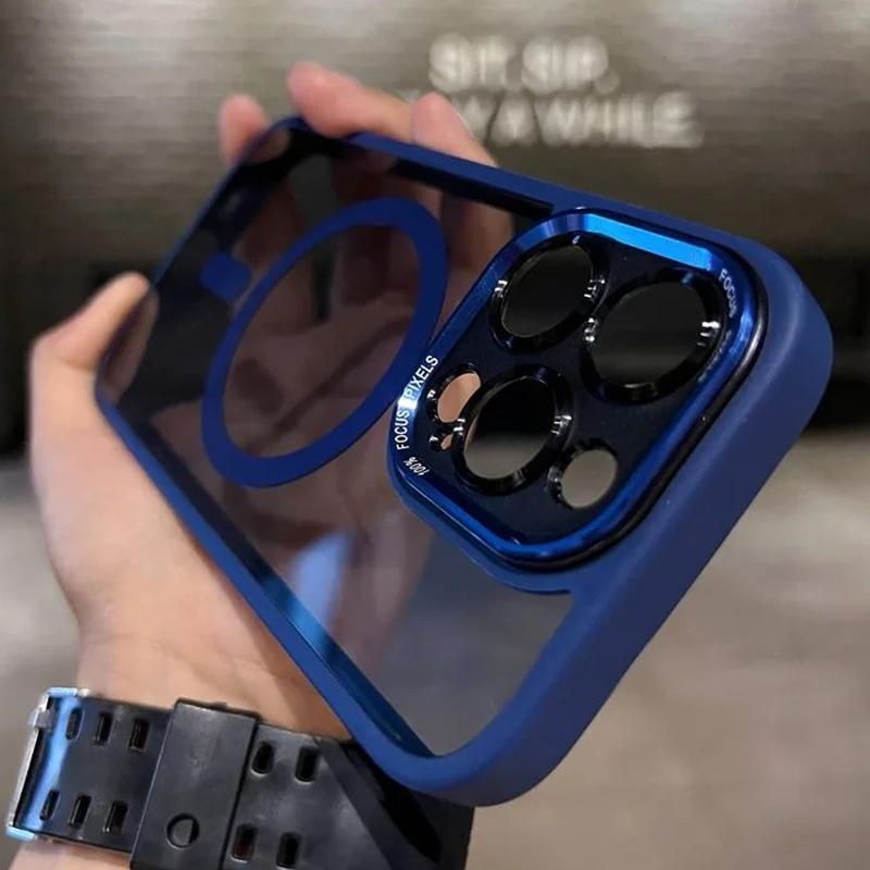 For iPhone 17 Luxury Magnetic Metal Lens Bumper Protection For Case 16 15 14 13 12 11 Pro Max Wireless Charge Hard Clear Cover
