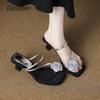 Fashion Women's Slippers Fashion Flower High Heels 2025 Summer New Thick Heel Women's Sandals Luxury Elegant Slippers Sandalias De Mujer
