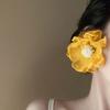 Super fairy fabric pearl flower stud earrings spring and summer vacation style exaggerated earrings fashionable sweet high-end earrings