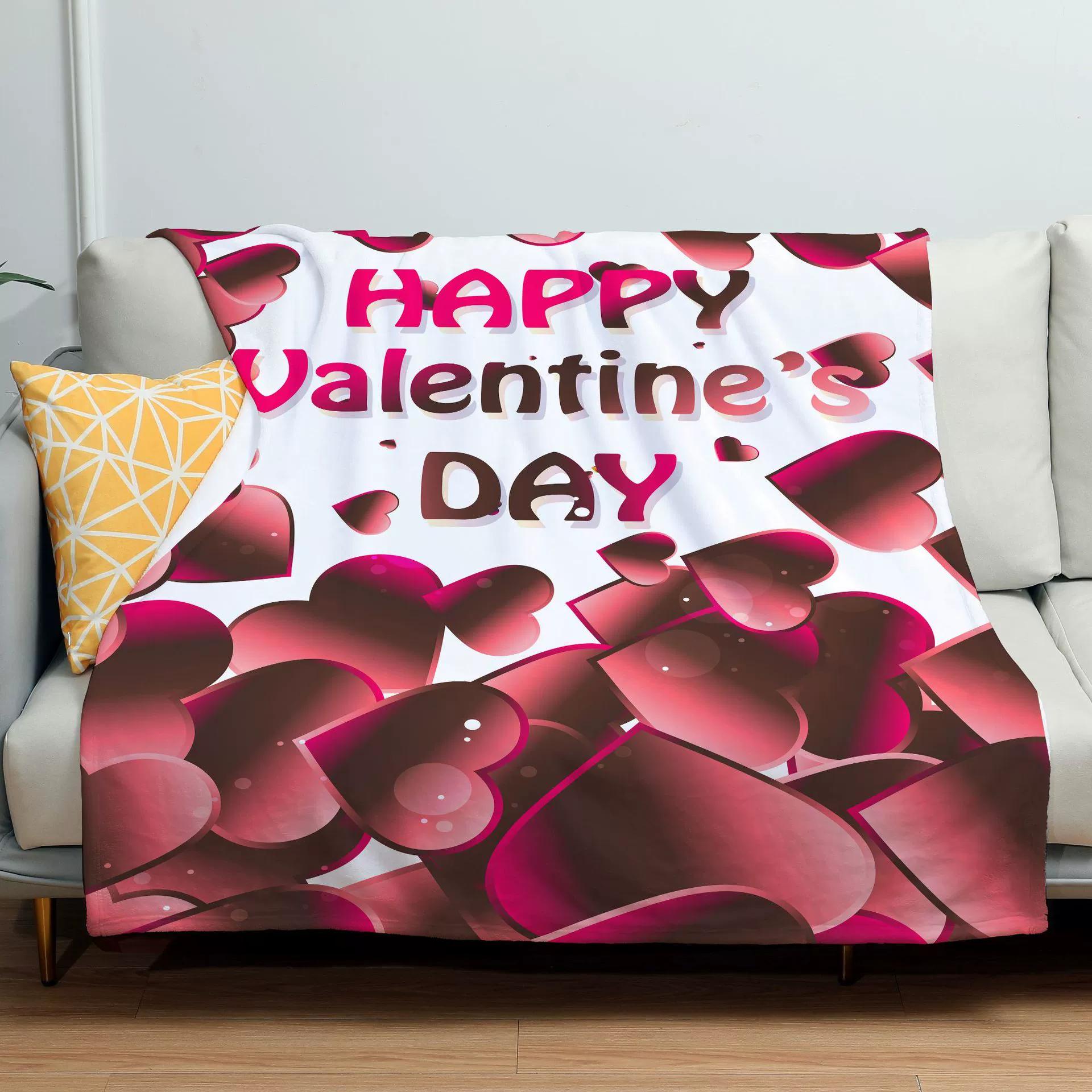 

1pcs Creative Valentine s Day Love Pattern Blanket Couple Anniversary Gift Cute Heart Home Sofa Flannel Blanket 100x150cm