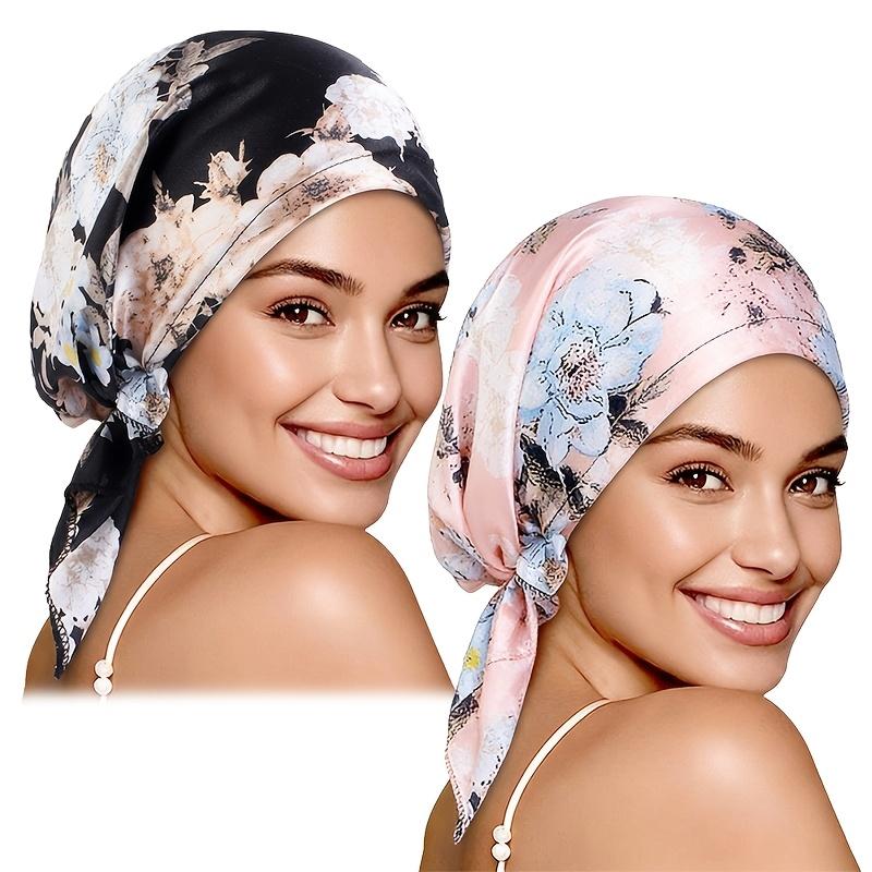2Pcs Satin Printed Triangle Hat, Headscarf Hat, Turban Hat, Pirate Hat, Cloth Hat