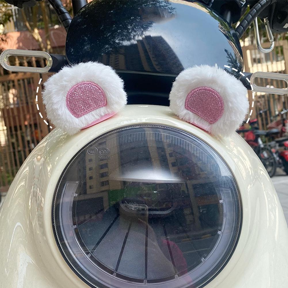 

2Pcs Car Motorcycle Helmet Decoration Electric Bike Soft Plush Little Bear Ears For Motocross Full Face Off Road Helmet Sticker белый